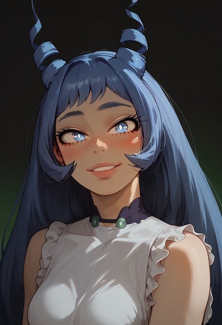 score_9, score_8_up, score_8. score_9, score_8_up, score_7_up, score_6_up, masterpiece, 4k, high quality, (best quality:1.1), ExpressiveH, close up
1girl, hadou nejire, boku no hero academia, blue eyes, blue hair, twin drills, hair horns, medium breasts, blushing, looking at viewer, smiling, g0dd3ss, white dress
green background