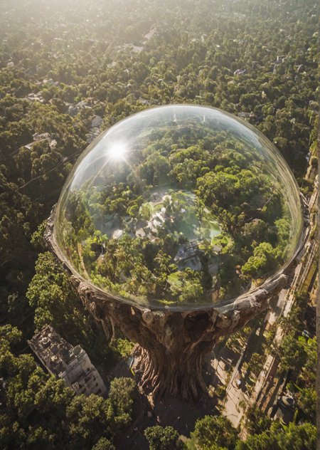 (pui:0.01) Scenic view from ((Huge, hollow tree trunk:1.13) serving as a lookout, ) looking down into futuristic (eco-friendly city:1.17) nestled within (pristine alien landscape:1.16), (sustainable architecture:1.15) blending seamlessly with (natural surroundings:1.14), (giant transparent dome:1.13) encasing (luminous city center:1.12), (elevated transport lines:1.11) crisscrossing (skybridge:1.10), (public hovercraft:1.09) zipping by, (flying cargo drones:1.08) delivering goods, (solar panels, |} harnessing (planet's natural energy:1.07), (green spaces:1.06) interspersed with (modern structures:1.05), (alien wildlife:0.94) roaming freely, (distant planets visible:0.93), (soft, colorful light:0.92) emanating from bioluminescent plants (peaceful atmosphere:1.18), (harmony with nature:1.16), (innovative design:1.15), (utopian vision:1.14), (protecting the environment:1.13),  (eco-friendly innovation:1.12),  (celestial backdrop:1.11), giant, leafy trees with glowing trunks, flying, translucent creatures, organic, curved skyscrs, a massive, glowing crystal at the city's heart, transparent, domed greenhouses reflections, sun rays,  clear transparent water (epic:0.72, (masterpiece:0.81), (high image quality:1.08), (RAW:0.99),high definition,masterpiece, best quality, newest, <lora:LCMTurboMix_Euler_A_fix.safetensors:0.96:0.3> <lora:sdxl\add-detail-xl.safetensors:0.87:0.10  p13,s1
