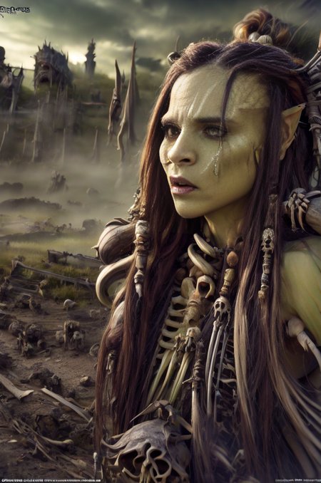 realistic analog photo, award winning photo, 
<lora:more_details:0.7> 
  <lora:Alyson:0.75> 1girl,  25 years old, Bestface1
 <lora:OrcWarrior:0.75> orcw, green colored skin, tusks, dreadlocks, 
<lora:edgBonesv1:0.75> wearing edgBones, dress with skeleton bones, dress with skeletal bones, bones,
  <lora:Evil:0.75> evilrealm, foggy wasteland, curde watchtower, 
,
high-quality, crisp, sharp, professional-grade, high-resolution, fine detail, accurate colors, low noise, fast shutter speed, wide dynamic range, precise focus, RAW, highres, 8k, uhd, High Dynamic Range, tonemapping, crisp details,