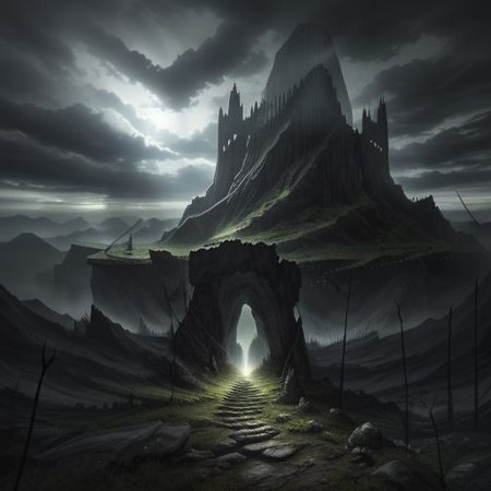 Dystopian
Watchful elves
Dark, protective clothing
Bows and arrows
Sorrow and caution
Dark cave entrance
Menacing, enchanted forest
Heavy, clouded sky
Merging shadows
Imminent danger
Bare trees
Ominous silence
Weak light through clouds
Tense atmosphere