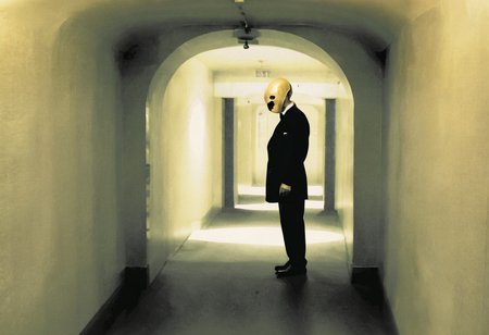 man standing in a corridor, uncanny, lynch style <lora:lynchstyle_v0.0.3:1.25>
