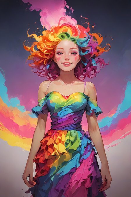 score_9,score_8_up,score_7_up,score_6_up,score_5_up,score_4_up,<lora:Turbo_XL:1>,<lora:Rainbow_Tornado:1>,rainbow tornado,rainbow hair,multicolored hair,colorful,radiant smile,happy face,makeup,intracate dress,vibrant colors,vaporwave style,<lora:giga_gig4_giga_Artist_Style_PonyXL:1>,