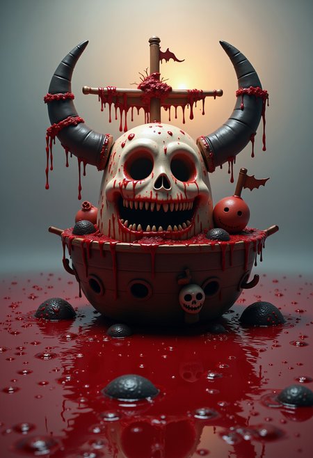 ck-cbc, cute cursed galleon in a red sea