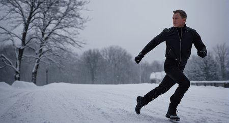 cinematic film still of  <lora:James Bond 007 style:0.9> detailed sharp image of
a man in a black jacket is running in the snow,solo,short hair,gloves,1boy,holding,jacket,weapon,male focus,boots,outdoors,black gloves,pants,holding weapon,gun,ground vehicle,holding gun,motor vehicle,snow,handgun,snowing,realistic,car , dramatic light, dramatic shadow light, contrast, cinematic color, cinematic look, filmic, realistic, realism, perfection, perfect, Kodak, Kodak film, movie still, spy film, action themed, espionage, James Bond style, James Bond film style, 007 style, 007 film style, shallow depth of field, vignette, highly detailed, high budget, bokeh, cinemascope, moody, epic, gorgeous, film grain, grainy