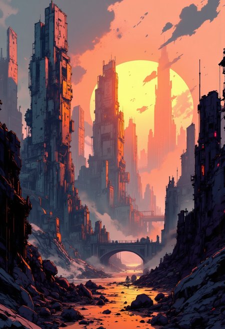 nvinkpunk, This is a digital artwork in the style of ckgr, a sci-fi futuristic cityscape of tall skyscrapers and asymmetrical towers built of marble and obsidian, sunset