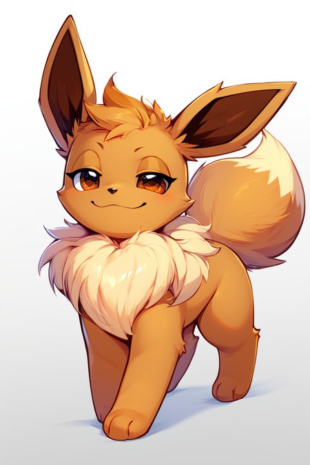 score_9, score_8_up, score_8,  ,,,  zzEV, smile, simple background, white background, brown eyes, closed mouth, standing, full body, gradient, gradient background, :3, happy, smug,   <lora:EeveePokedexPDXL:1.0>,   ,,, embedding:zPDXL, Expressiveh, <lora:CatalystStylePDXL:0.6>,  <lora:SDXLFaeTastic2400:0.5>,  <lora:Expressive_H-000001:0.4>,
