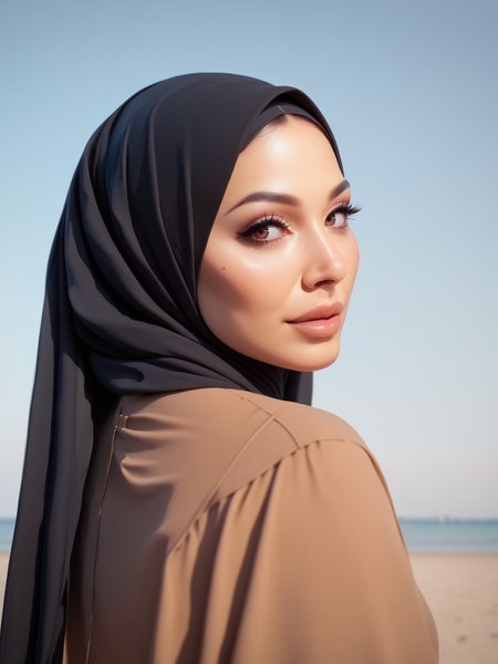 score_9, score_8_up, score_7_up, score_6_up, score_5_up, source_anime BREAK
black hij4b  with gold trims, <lora:hijabPony:0.9>  well fitting detailed brown robe , portrait, face focus, looking back, beautiful face, cinematic,  depth of field,