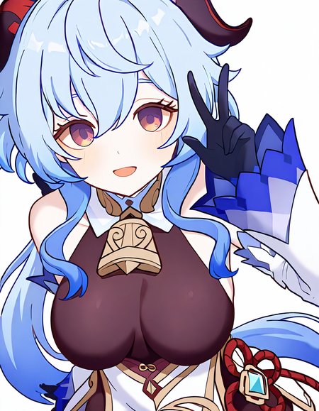 <lora:pcr-000008:1>,1girl,ganyu \(genshin impact\),solo,long hair,white background,smile,simple background,looking at viewer,blush,v,open mouth,breasts,:d,very long hair,hand up,large breasts,medium breasts,, masterpiece, best quality, very aesthetic, absurdres,newest, incredibly absurdres,