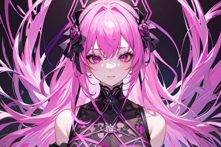 highly insanely detailed, masterpiece, top quality, best quality, highres, 4k, 8k, RAW photo, (very aesthetic, beautiful and aesthetic),  
(code_style,codestyle),(sympattern,geometric pattern), 
<lora:CodeStyle (half generic class)_564920:0>, 
(1girl:1.3), 1other, 
(pure magenta background,transparent background:1.2),âââ