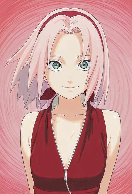 amazing quality,very aesthetic,absurdres,best quality,newest,masterpiece,4k resolution, absurdres, highres, 
kishimoto masashi,watercolor (medium), <lora:Naruto_style_kulty1-000004:1>1girl, haruno sakura, green eyes, arms behind back, upper body,