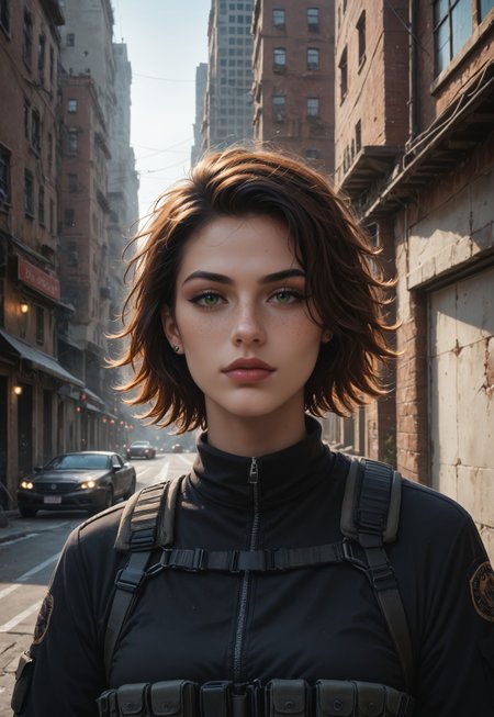 safe_pos, score_9, score_8_up, score_7_up, score_6_up, post-apocalyptic survivor, rugged tactical gear, assault rifle, long messy hair, realistic, cinematic angle, cinematic lighting, athletic body, fierce face, piercing green eyes, combat pose
BREAK
standing amidst the ruins of a destroyed city
BREAK
source_dystopian_art, rating_explicit, expressive, full body, dynamic pose
BREAK
detailed beautiful background, crumbling buildings, abandoned cars, overgrown vegetation, dark sky, desolate atmosphere
<lora:Expressive_H:0.6>Expressiveh, (SimplepositiveXLv1:1.3), (((upper body, full clothed:1.85)))
((masterpiece))
 (ultra realistic, 32k, masterpiece:1.2), (high detailed skin:1.1), (high quality:1.1)
(((full clothed)))
<lora:DandonFuga_Style_v.2_-_Pony:0.8>
 (8k uhd:1,4)
 <lora:add-detail-xl:1>
 <lora:Dynamic Poses:1>