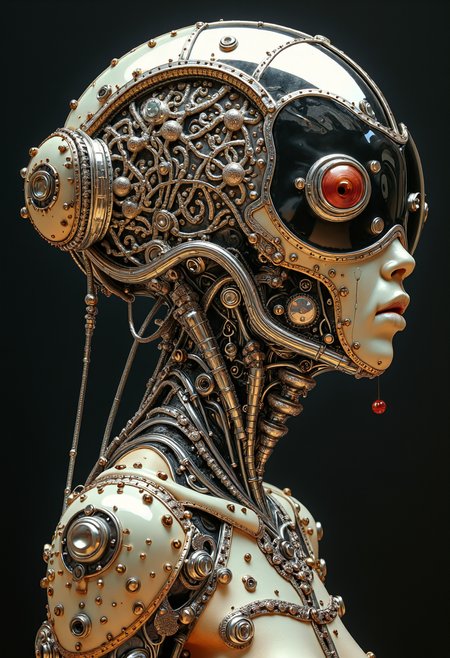 yfg-sm0rg, extraterrestrial space astronaut, village of hippies mushroom aliens, hot sexy alien women, blood, Roger Dean, silver, chrome, elegant, intricate,  golden ratio, viewed from the side, black background