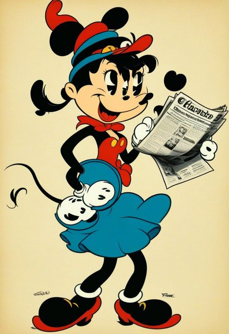 (rubber_hose_character:1.1) <lora:RubberHose_Characters_SDXL_v1:1.3>, cartoon, a woman newspaper reporter