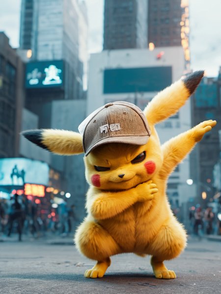 score_9, score_8_up, score_7_up, Pikachu, 
outstretched arm, squatting, covered face, closed eyes, Blurred urban background