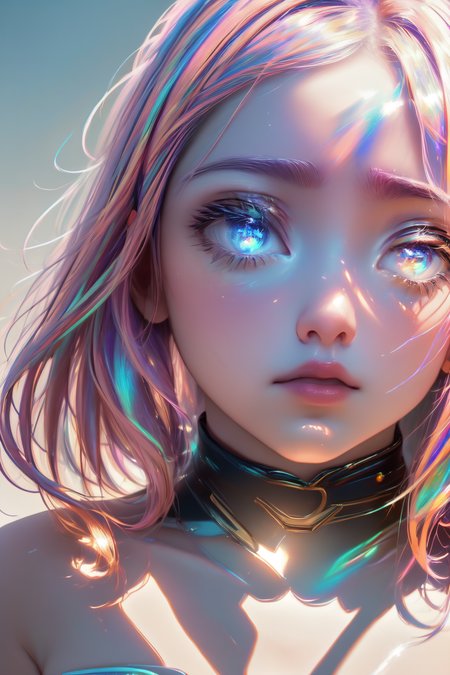 breathtaking 1girl,  wide shot, facing viewer,  trending on artstation, pixiv, digital art, anime masterpiece, dynamic lighting, beautiful aesthetic, 4k, award winning, hd,  detailed backgound, <lora:Mild detail adjusterV10:0.2> <lora:beltbra_v0.1:1> iridescent beltbra  <lora:Highcut_v2:1> iridescent highcut panties <lora:iridescent_hair:0.5> glow hair, multicolored hair <lora:iridescent_clothing-1.0:0.4> iridescent clothing <lora:Bright_Eyes:1> AGGA_ST002, bright pupils <lora:Loraeyes_V1:1> loraeyes, <lora:lcm-lora-sdv1-5:0.7>, masterpiece, award-winning, professional, highly detailed