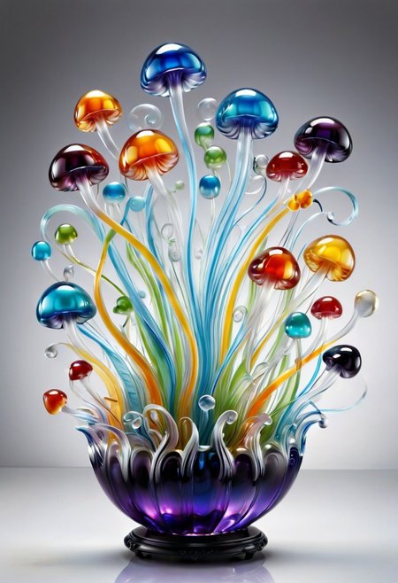 Illusion of Self, Whimsical illustration made from murano_glass_style jelly, translucent and wobbly texture, bright and colorful, playful and surreal atmosphere