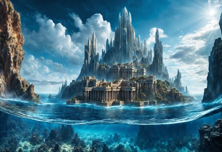 professional, high quality photorealistic  photo RAW
of (Atlantis, A lost city of great wisdom and power, now drowned beneath the sea :1.01),
rim lighting,
breathtaking,massive scale, 8k resolution, detailed, focused,
(style of karol bak:0.5)