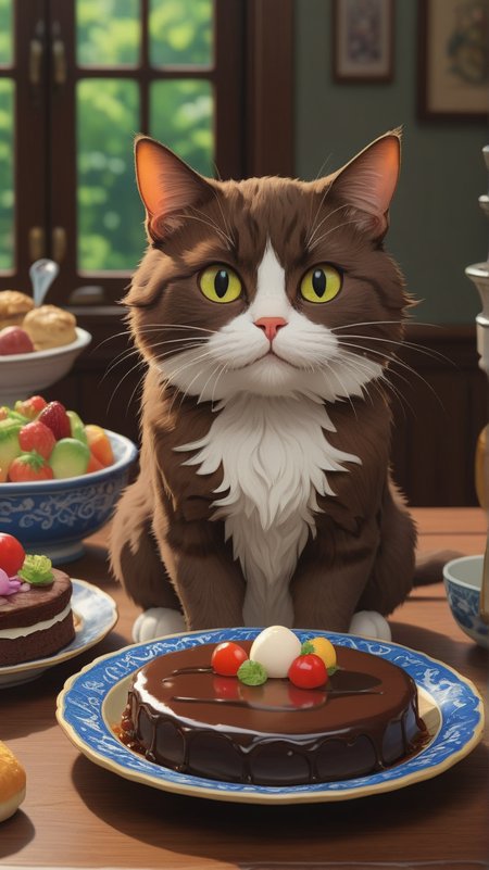 <lora:detailed_notrigger:1>,food,fondant_au_chocolat,meme,food_focus,chocolate,simple_background,cat,dessert,no_humans,cats_are_liquid_\(meme\),chai_\(drawingchisanne\), masterpiece, best quality, amazing quality, very aesthetic, high resolution, ultra-detailed, absurdres, newest,Masterpiece, best quality, amazing quality, very aesthetic, high resolution, ultra-detailed, absurdres, HDR,, (Studio ghibli style, Art by Hayao Miyazaki:1.2), Anime Style, Manga Style, Hand drawn, cinematic, Sharp focus, humorous illustration, big depth of field, Masterpiece, concept art, trending on artstation, Vivid colors, Simplified style, trending on ArtStation, trending on CGSociety, Intricate, Vibrant colors, Soft Shading, Simplistic Features, Sharp Angles, Playful, masterpiece, best quality, amazing quality, very aesthetic, absurdres,  newest, (scenery, volumetric lighting),âââ