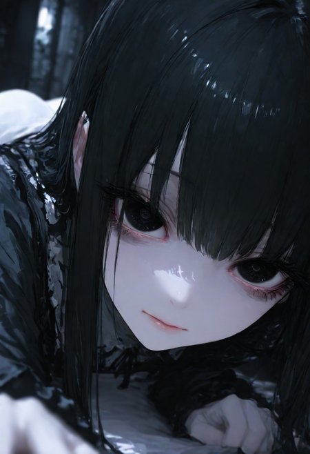 (EyesHD:1.2), (4k,8k,Ultra HD), masterpiece, best quality, ultra-detailed, very aesthetic, sharp focus, depth of field, ray tracing, best lighting, detailed illustration, detailed background, cinematic, beautiful face, beautiful eyes, 
BREAK
ambient occlusion, raytracing, soft lighting, blum effect, masterpiece, absolutely eye-catching
BREAK
masterpiece, amazing quality, best quality, ultra-detailed, 8K, illustrating, CG, bioluminescent skin, ultra-detailed-eyes, detailed background, cute girl, eyelashes, lowlight
BREAK
Female, close up, creepy, on all fours, head twisted, black eyes, soft eyes, long black hair, dark mansion, reaching towards viewer
