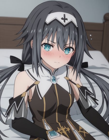 score_9, score_8_up, score_7_up, source_anime,
nibelcole,  <lora:nibelcole-s4s5-ponyxl-lora-nochekaiser:1>,
nibelcole, long hair, blue eyes, black hair, hair between eyes, twintails, very long hair, hairband, low twintails, white hairband,
skirt, detached sleeves, sleeveless, white skirt, black sleeves,
indoors, bed, bed room, on side, blush, drunk,
looking at viewer, solo, cowboy shot, dutch angle,