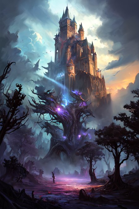 hyperrealism oil painting, Friendly ghost of the castle,
many small clouds, and thunderstorm, and slightly cloudy,,,
aimi,aimi_\(sky-freedom\),sky-freedom style,by sky-freedom,purple eyes,long hair,black hair,blunt bangs,sidelocks in a hime cut,(mole under mouth:1.2),off-shoulder shirt,oversized_clothes,(geforce_rtx_3090_ti,graphics card),
 fantasy forest enchanted flowerbeds,
a dense ancient forest, with towering trees, darting wildlife, shafts of sunlight,
Noon,
lighting,
 <lora:more_details:0.3>,
 <lora:EnvyFantasyMix05:0.5>,
 <lora:ghost:0.4> guiguai,
 <lora:FantasyRuins:0.5> FanRu,
 <lora:USNR STYLE_XL_loha:0.3> usnr,
 <lora:EtherSDXL:0.3> EtherStyle,