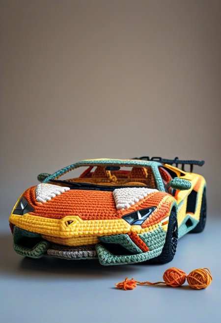 Lamborghini, by saint exupery, crocheted style