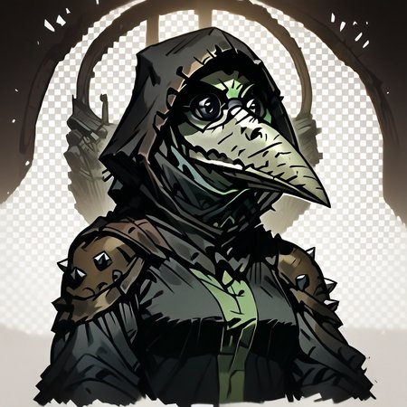 score_9, score_8_up, score_7_up, masterpiece, best quality, newest, absurdres, highres, DDstyle, official style, black eyes, shaded eyes, 1girl DDPD-V1.1, plague doctor mask, mask, armor, shoulder pads,