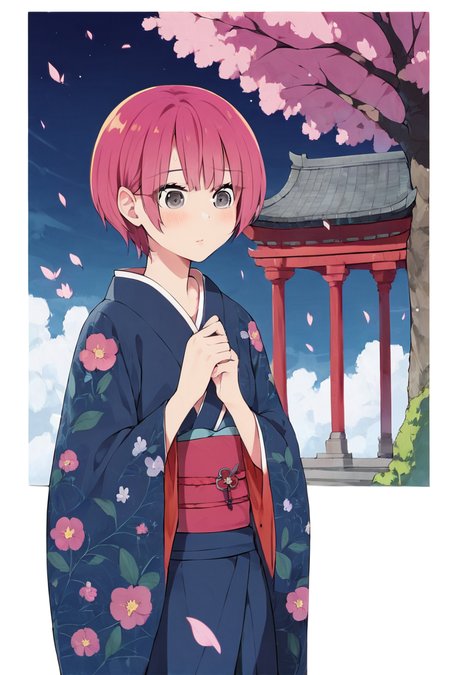 score_9, score_8_up, score_7_up, source_anime ,gray eyes ,  1girl ,  intricate details,  ,  prefect lighting, very aesthetic, , intricate details , masterpiece, high quality, prefect hands, best quality,  masterpiece, high quality, prefect hands, best quality , small breast , blush  ,  solo  ,  ,outdoors,temple  ,Nighttime, firework ,standing, blue kimono ,
  , <lora:DetailedEyes_V3:1> <lora:tweak-detail-xl:1> 
,MizukiPN , 1girl , light black eyes,  gray eyes , pink hair , short hair , small breast ,   <lora:Suzushiro_Mizuki_Boku_Girl-000001:1>
