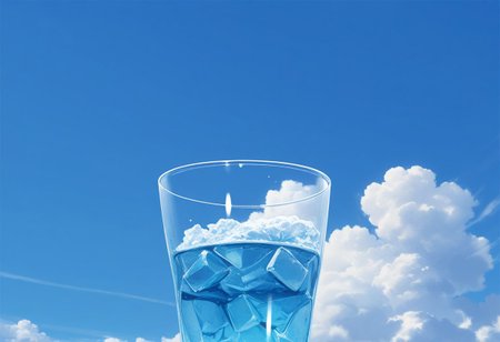 masterpiece, best quality, no humans, outdoor, day, glass, blue sky, cloud,