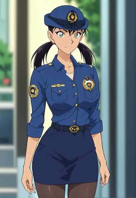 score_9, score_8_up, score_7_up, score_6_up, Light Outline,
(((1girl,solo,Portrait,front view,girl,))),
large breasts, thin thighs,thin hips,thin waist,
Miike Naeko,black hair,twintails,police uniform, cap, badge,pencil skirt, long sleeves, 
(Sheer Textured Dark Pantyhose,blurry background, ),
 <lora:PONY_Naeko_Miike_Anime_Detective_Conan:1>
