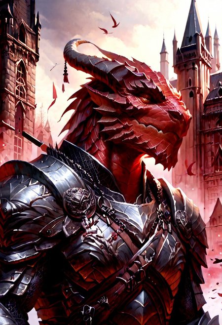 score_9, score_8_up, 8, score_7_up, score_6_up, solo,  massive dragonborn with strong armor, red scale dragonborn, in the cathedral , dutch angle, scale mail armor, 40 year old, FFAOR, dungeons and dragons,