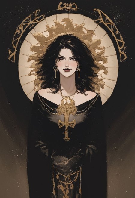 score_9, score_8_up, score_8. score_9, score_8_up, score_7_up, score_6_up, masterpiece, 4k, high quality, (best quality:1.1), 
BREAK, 1girl, (best quality, masterpiece), (tarot, tarot card,:1.1) solo Lady Death, black background, golden, glorious, epic background, epic vibe, in the style of Druuna