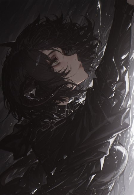 score_9, score_8_up, score_7_up, masterpiece, best quality, very aesthetic, detailed face, (dynamic:1), 1girl,  demonic goat girl, black hair, slanted bob, black, casting spell, arcane, horny, spaded tail, horns, upper body, angle, three-quarter view, reaching out, clean, animal ears,
