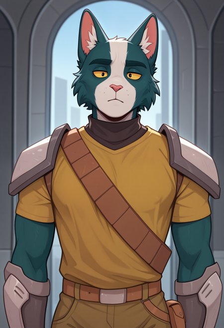 masterpiece, best quality, amazing quality, 1boy, solo, AvocatoFS, Colored Sclera, Yellow shirt, sash, armor, 