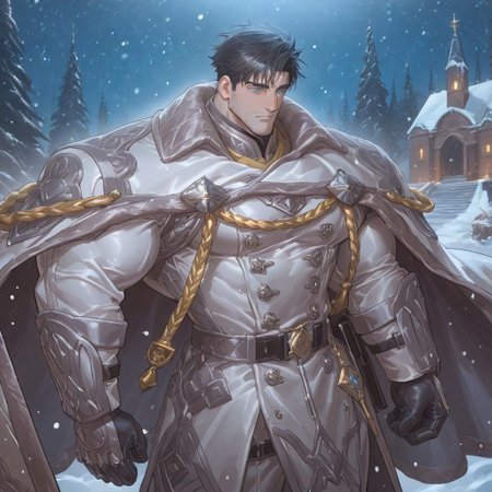 <lora:Gilfred__Alchemist_Code-000003:.7>, tagatamegilfred, gilfred_black hair, gilfred_military suit, 1boy, black hair, short hair, blue eyes, solo, male focus, manly, bara, mature male, muscle body, coat, shirt, gloves, pants, boots,
cowboy shot, outside mansion, snowing, night time, snow storm, opening one eye, very cold, 
(very short hair, beard, bara, mature, facial hair, stubble, beard, full beard, sideburn, beard, a lot of beard, ), facial hair,male focus, muscular male, muscular male, bara, mature,  bara, mature, aixiwuganda_(20222192), very awa, masterpiece, best quality, absurdres, newest, perfect quality, detailed background, intricate details,
<lora:slider_Body Type_alpha1.0_rank4_noxattn_last:3><lora:Anime Summer Days 2 Style SDXL_LoRA_Pony Diffusion V6 XL:.6><lora:slider_cfg_scale_boost:.7><lora:Artist6p:.55>, Artist6p, Artist04p,<lora:slider_il_brightness_slider_d1:-1><lora:slider_il_contrast_slider_d1:-1><lora:slider_DarkSlider1.2_alpha1.0_rank16_full_300steps:-.6><lora:slider_contract_controller_illus01_v1:.5>,