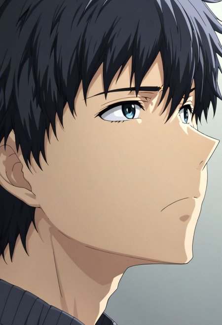 high resolution, solo, best quality, 1Boy, Arata Kaizaki, Black Hair, portrait, looking at viewer, focused gaze forward, upper body, head upright, frustation, OverallDetail