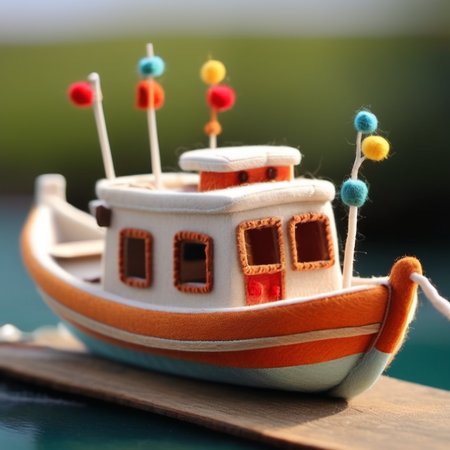 A lovely little boat <lora:[XL]Felt_Craft:1>
