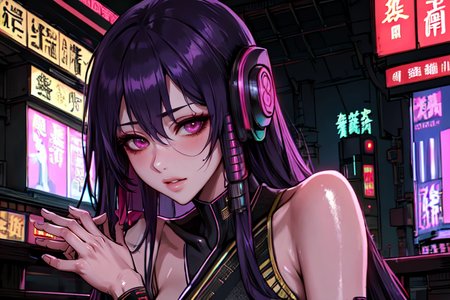 highly insanely detailed, masterpiece, top quality, best quality, highres, 4k, 8k, RAW photo, (very aesthetic, beautiful and aesthetic), (ancient japanese cyberpunk, ancient chinese cyberpunk, ancient egyptian cyberpunk:1.2), 
1girl, solo, 
japanese onsen,onsen,neon purple background,neon cyan background,neon pink background, 
<lora:two_side_up-1.0:0>âââ