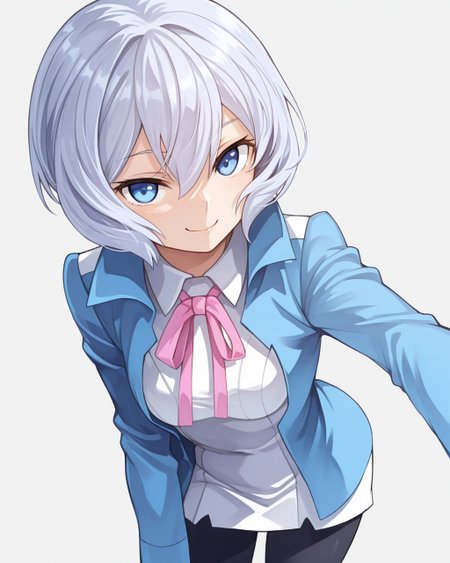 masterpiece, best quality, highres, simple background, looking at viewer, smile,
1girl, kijima_shia, shia_uniform,
<lora:kijima_shia_il_v1:1>