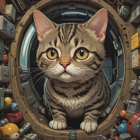 anime sci-fi art, (Olive theme:0.7) , Chibi American Shorthair Cat, from inside a Oaxaca, deep focus, stylized by Katsuhiro Otomo, (Yoshiyuki Tomino:0.7) , Range Murata, Frightening, F/14, elaborate ,8k, masterpiece, best quality, hyperrealistic, superrealistic, photorealistic, ultra sharp, 16 bit colors, highres,