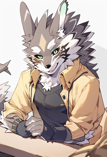 score_9, score_8_up, score_7_up, high quality, hires, solo, by viosgit, seth, housamo, tokyo afterschool summoners,  green eyes, furry, seductive, happy, looking at viewer