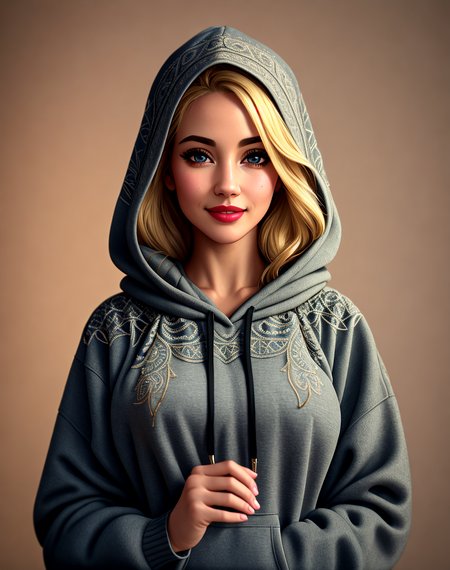 Masterpiece, absurdres,award winning photo, extremely detailed, amazing, fine detail, extremely detailed eyes and face, by lee jeffries nikon d850 film stock photograph 4 kodak portra 400 camera f1.6 lens rich colors hyper realistic lifelike texture dramatic lighting unrealengine trending on artstation cinestill 800 tungsten, beautiful blonde woman , slim, tiny waist, smiling, excited

<lora:HoodiesLoCon:0.675>,hoodie, a woman posing for a picture , goth style, intricate pattern and embroidery, wearing hoodie,