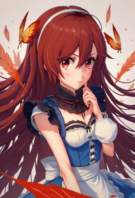 score_9, score_8_up, score_7_up, 1girl, A young woman, alice in wonderland style, ami_arakawa as the red queen