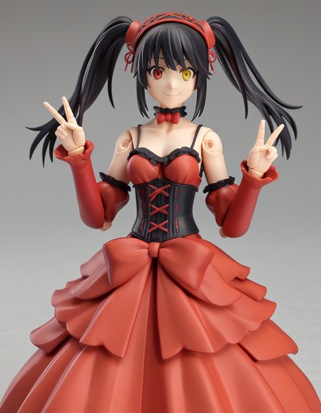 score_9, score_8_up, score_7_up, source_anime, kurumitokisaki, <lora:kurumi-tokisaki-ponyxl-lora-nochekaiser:0.5>, kurumi tokisaki astral dress, long hair, black hair, red eyes, twintails, yellow eyes, hairband, heterochromia, smile, dress, red dress, bare shoulders, collarbone, choker, bowtie, red bowtie, detached sleeves, corset, frills, spaghetti strap, medium breasts,
<lora:figma-figurines-ponyxl-lora-nochekaiser:1>, figma figurines, 1girl, solo, 3d, joints, doll joints, smile, v, cowboy shot,