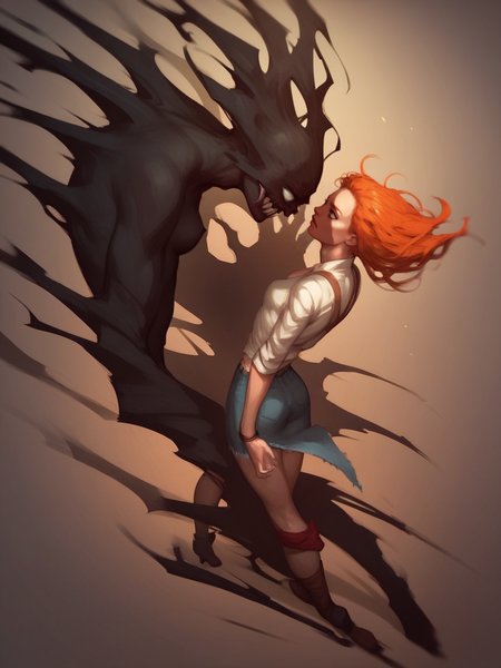 score_9, score_8_up, score_7_up, score_6_up, score_5_up,  <lora:th3d4rkXLP:1> th3d4rk, darkness, shadow, 1girl, ginger hair,