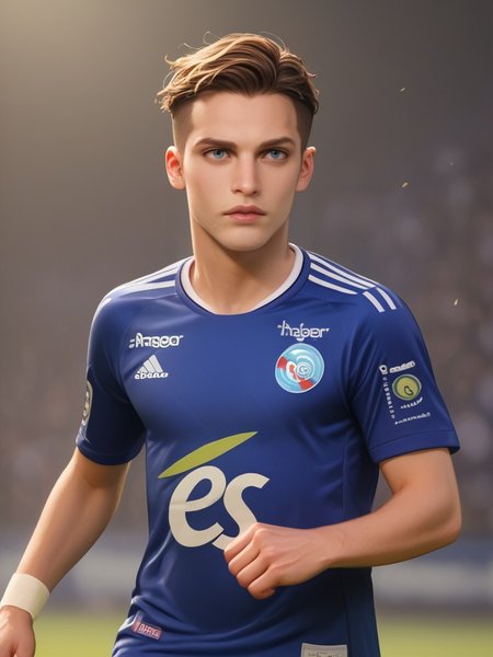 score_9, score_8_up, score_7_up,  <lora:rcstrasbourg_xl:1>,ajorque,1boy,rcstrasbourg,rcstrasbourg_logo,és,electricite_strasbourg logo,adidas, standing,  blue shirt, white short,soccer uniform <lora:RC_Strasbourg_Alsace_-_football:1>, masterpiece, lips,portrait, upper body, playing soccer, men,30yo, (in mountain),  running, playing soccer, beautiful face, lips, short sleave, empty stadium, more details, highres, very detailed background, short sleeves, (running),upper body,athletic, detailed background,