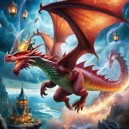 Fujifilm quality photograph (best quality)++, (masterpiece)++, (detailed)+, elf on the shelf fighting a Dragon, (fantasy illustration)1.3, enchanting Dragon battle elf on the shelf, mystical battle, (many gnomes battling)1.4 (whimsical charm).4 Otherworldly charm, mystical sky, (Luis Royo)1.2, (Yoshitaka Amano)1.1, moonlit night, soft colors, (detailed cloudscape)1.3, (high-resolution)1.2 (gnomes  battling everywhere)1.2 , <lora:DonM3t3rn1tyXL-v1.1:0.3> DonM3t3rn1tyXL <lora:DonMD1g174l4sc3nc10nXL:0.3> DonMD1g174l4sc3nc10nXL  <lora:Dragons:0.8> dragon  <lora:EnvyMagicalXL01:0.3> magical <lora:FantasyLandscape:0.8> FanLan