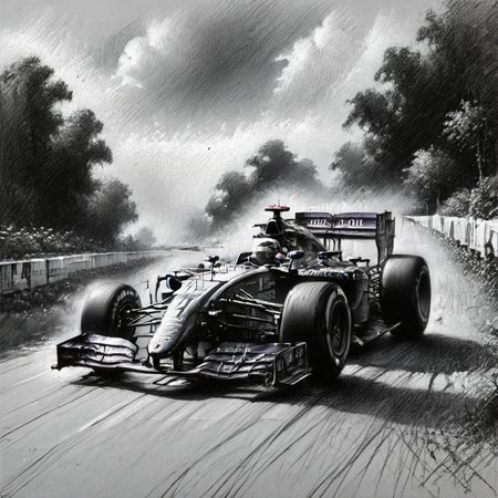 A modern F1 race car driving down the straight  <lora:Renaissance_Drawing:1.0>, <lora:EnvyBetterHiresFixXL01:0:hr=1>