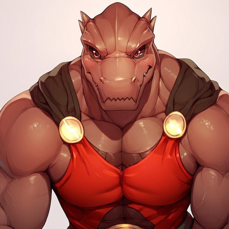 Score_9, score_8_up, score_7_up, score_6_up, score_5_up, score_4_up, Rak, red eyes, scalie,  bara, solo, 1boy, red robe, black sclera, zPDXL3 <lora:Rak_Wraithraiser:1.0> <lora:LUX_Style_Enhancer:1.0>
