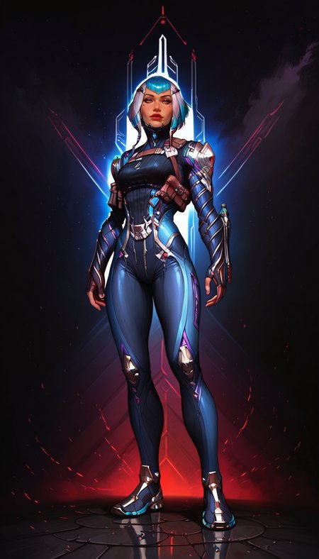 score_9, score_8_up, score_7_up, , detailed face,  best quality, perfect eyes, floating hair,  best quality,, perfect eyes,  detailed background, full body shot, from below, cowboy shot, cityscape, city background, dynamic pose, sexy pose, 
<lora:DetailedEyes_V3 helper eye:1>, looking at viewer, 
<lora:Expressive_H:0.45> Expressiveh, <lora:g0th1cPXL:0.35> g0thicPXL, glowing, neon, <lora:incase_style_v3-1_ponyxl_ilff Pony-St1le:0.6>,<lora:princess_xl_v2:0.75>,
, a0i, short hair, multicolored hair, bodysuit, multicolored hair, science fiction,  <lora:Warframe_1999_Aoi-000007:0.8>